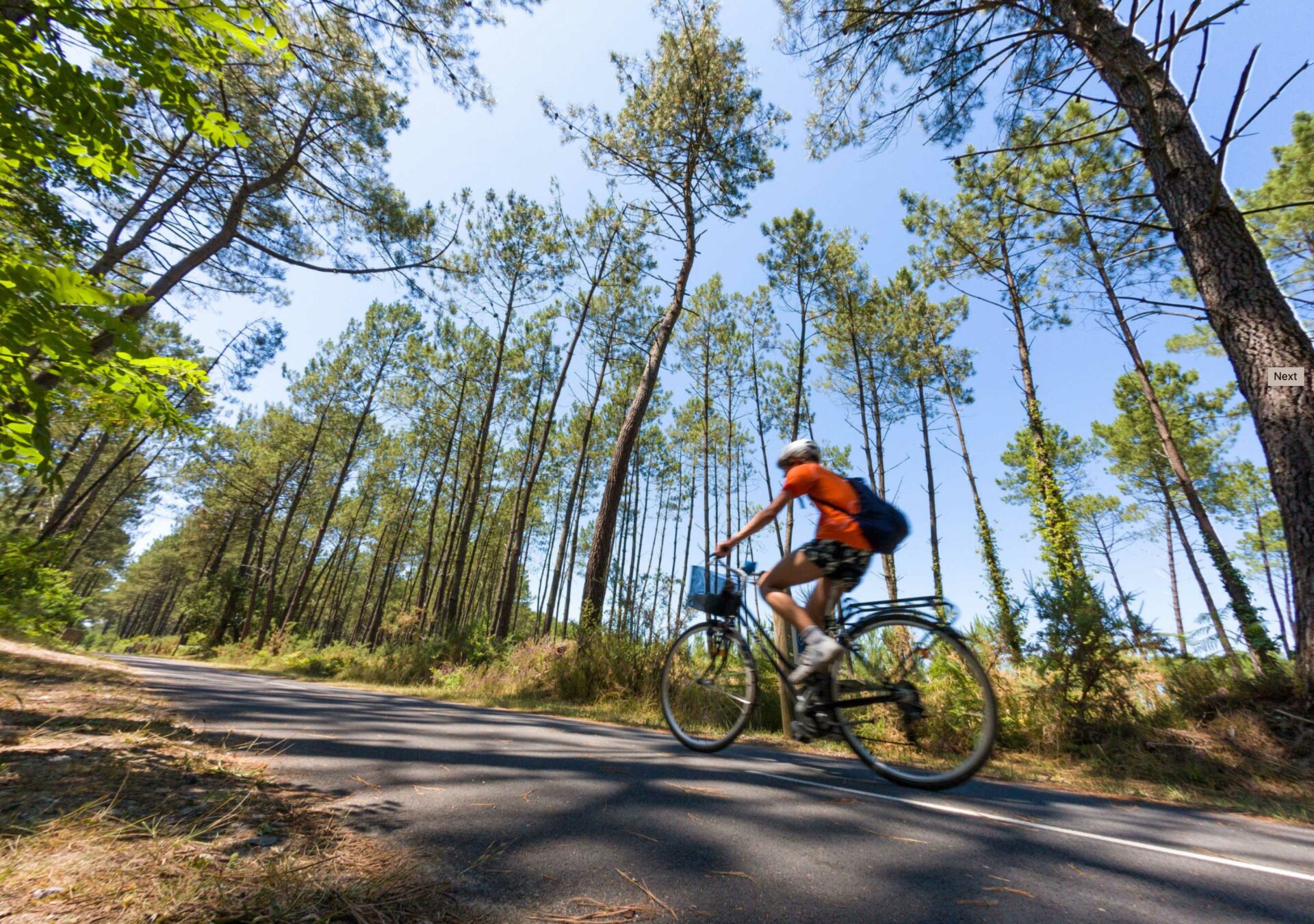 Ciclismo en el carril bici de Soustons, camping Nature l'AIrial